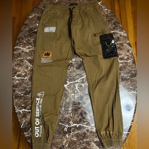 Men’s Graphic Joggers Tan Sz M (Pre-Owned)